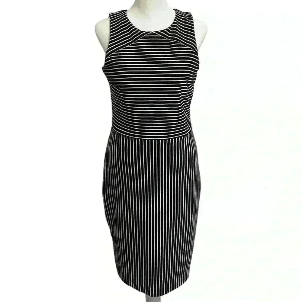Banana Republic Factory Black White Striped Sheath Dress-NWT